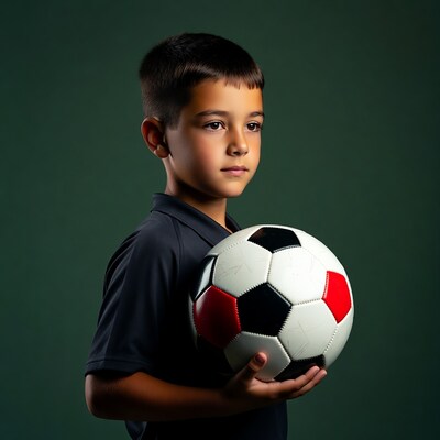 Boy holding soccer ball