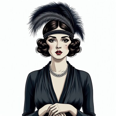 Flapper girl with feather headband