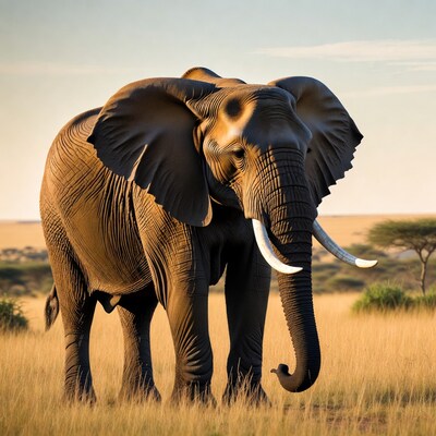 Elephant standing in savanna grass