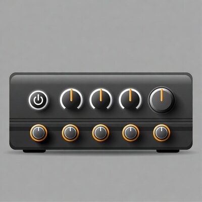 Black audio mixer with knobs