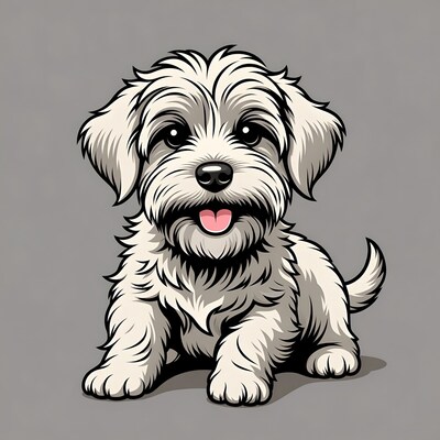 Cute white fluffy puppy illustration