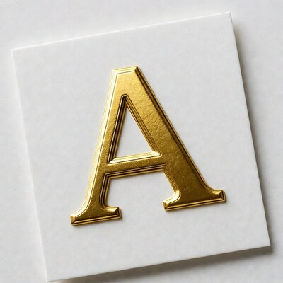 Gold letter A on white paper