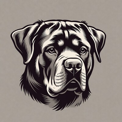 Rottweiler dog portrait illustration