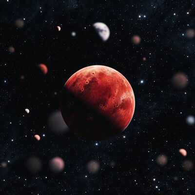 Mars Planet in Starry Space