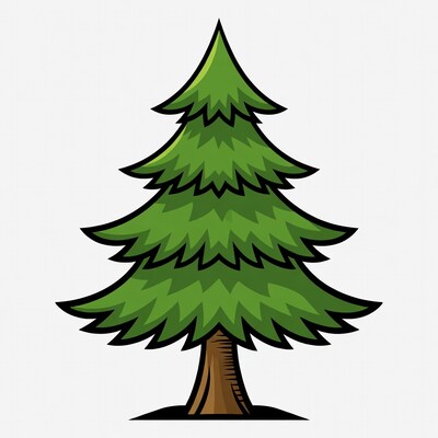 Cartoon Green Pine Tree