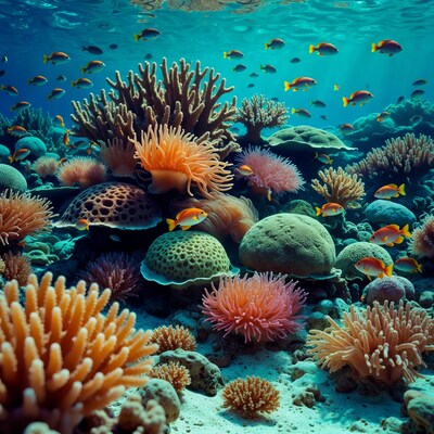 Vibrant Coral Reef with Tropical Fish