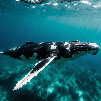 Humpback whale swimming underwater