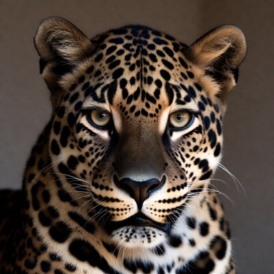 Close-up leopard face portrait