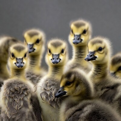 Cluster of Cute Goslings