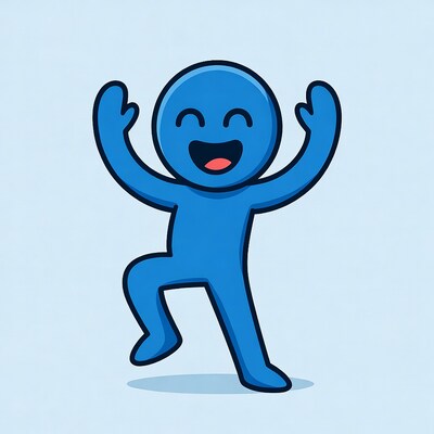 Cartoon boy dancing happily