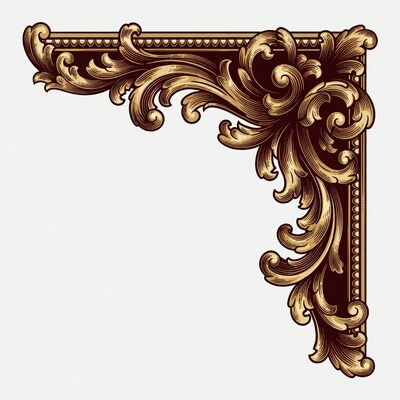 Ornate Golden Corner Frame Illustration