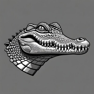 Detailed Crocodile Head Illustration