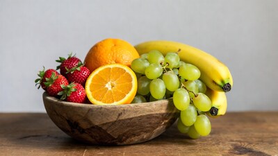 Mixed Fruit in Wooden Bowl