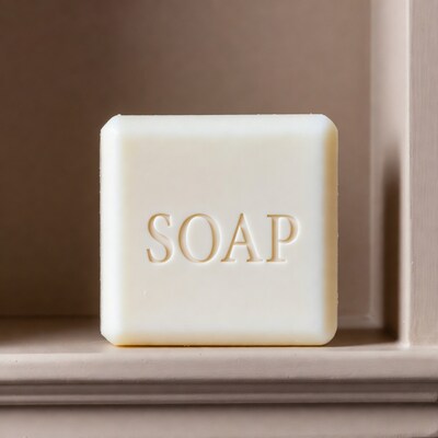 White soap bar on shelf