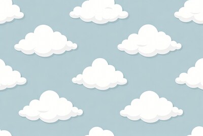 Cartoon Clouds on Blue Sky Pattern