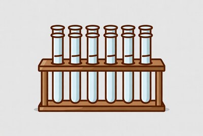 Test tubes in wooden rack