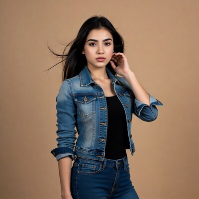 Asian woman in denim jacket