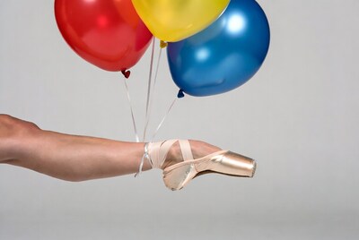 Ballerina pointe shoe with colorful balloons