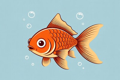 Orange goldfish with bubbles