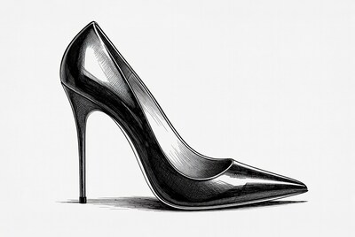 Black stiletto high heel illustration