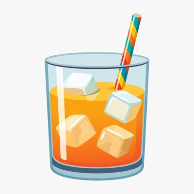 Orange Juice Glass with Straw