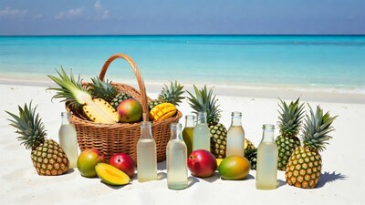 Tropical Fruits Basket on Beach