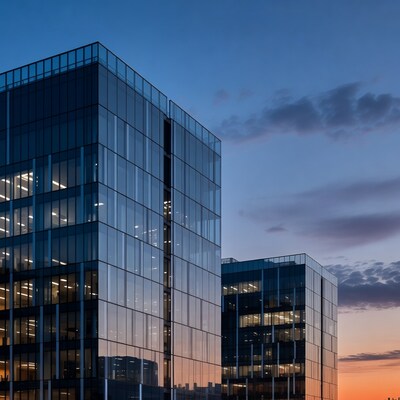 Glass Skyscrapers at Sunset