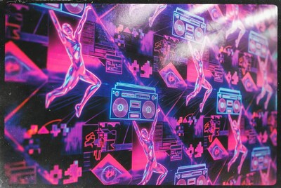Neon Women Holding Boomboxes Illustration