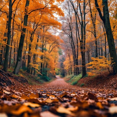 Autumn Path in Golden Forest
