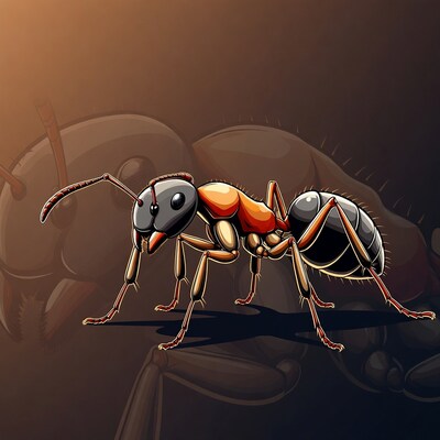 Red and black ant illustration