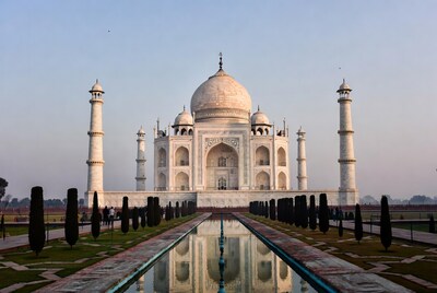 Taj Mahal reflected in pool