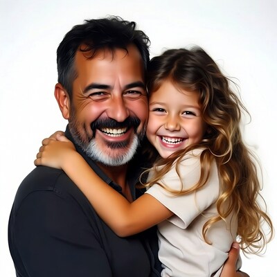 Father hugging smiling daughter