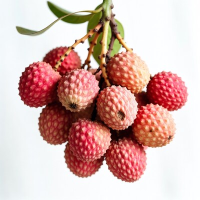 Fresh rambutan cluster on white background