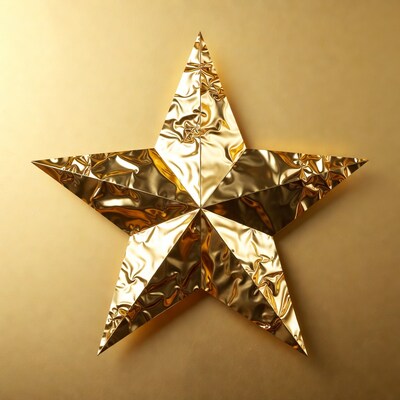 Shiny Gold Star on Golden Background