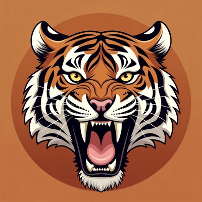 Roaring tiger head illustration
