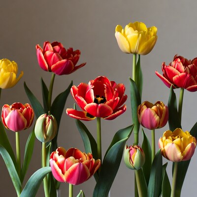 Red and Yellow Tulips Bouquet