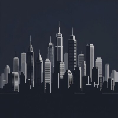 Silhouette city skyline at night