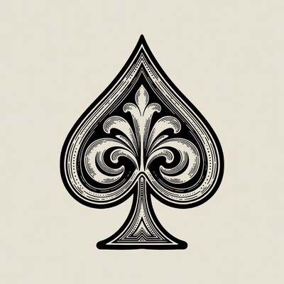 Ornate Spade Card Suit Illustration