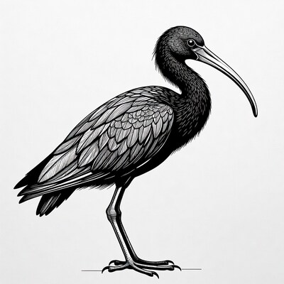 Black Ibis Bird Illustration