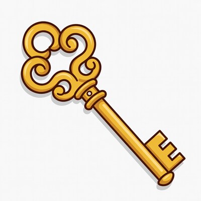 Golden ornate key illustration