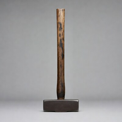 Vintage sledgehammer on gray background