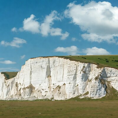 White Cliffs of Dover with green hills