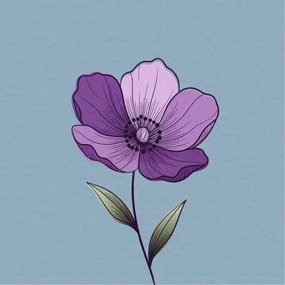 Purple Anemone Flower Illustration