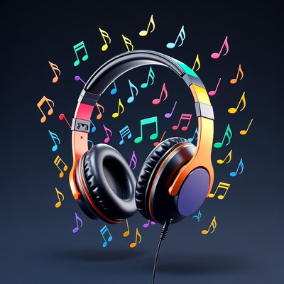 Colorful Headphones with Musical Notes