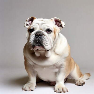 English Bulldog sitting on white background
