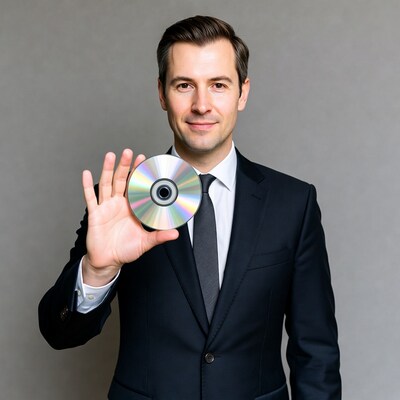Man holding CD disc