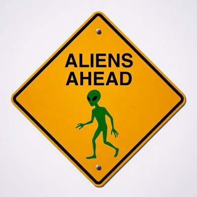 Aliens Ahead Warning Sign