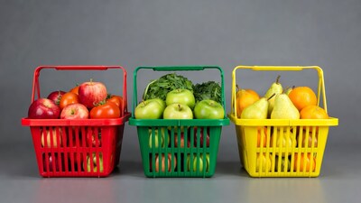 Colorful Fruit Baskets with Vegetables