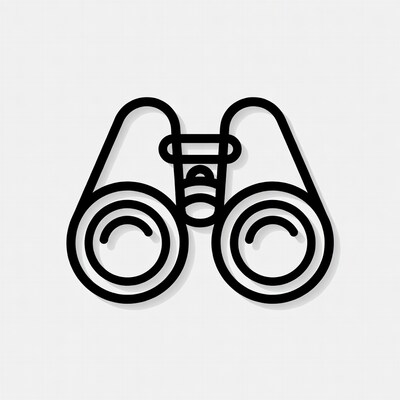 Black line art binoculars icon
