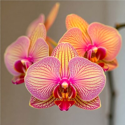Pink and Yellow Phalaenopsis Orchids
